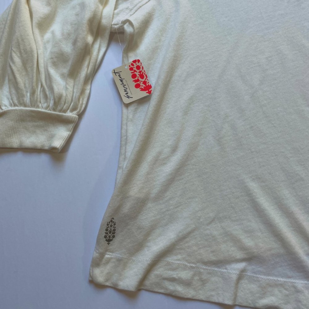 NEW Free People Shes Everything White Solid Puffed Long Sleeve Womens Size M - Picture 9 of 13